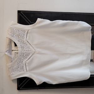 Worthington Sleeveless Lace Yoke Top, Sz L